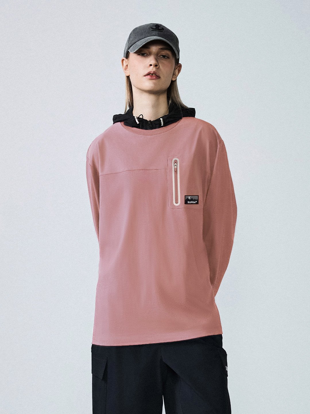 SUPRA 공식 온라인몰 - 아웃도어 우븐 배색 긴팔티 (PINK)