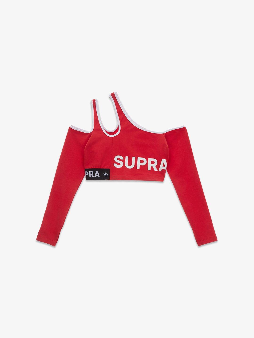 WOMENS LONG SLEEVE BRA TOP RED