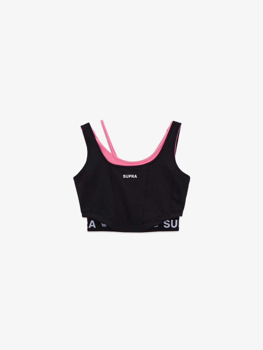 WOMENS LAYERED BRA TOP BLACK