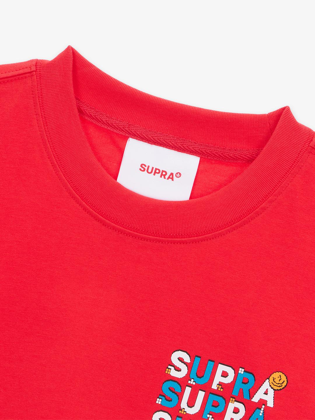 SUPRA PIXEL LOGO CROP T-SHIRT RED