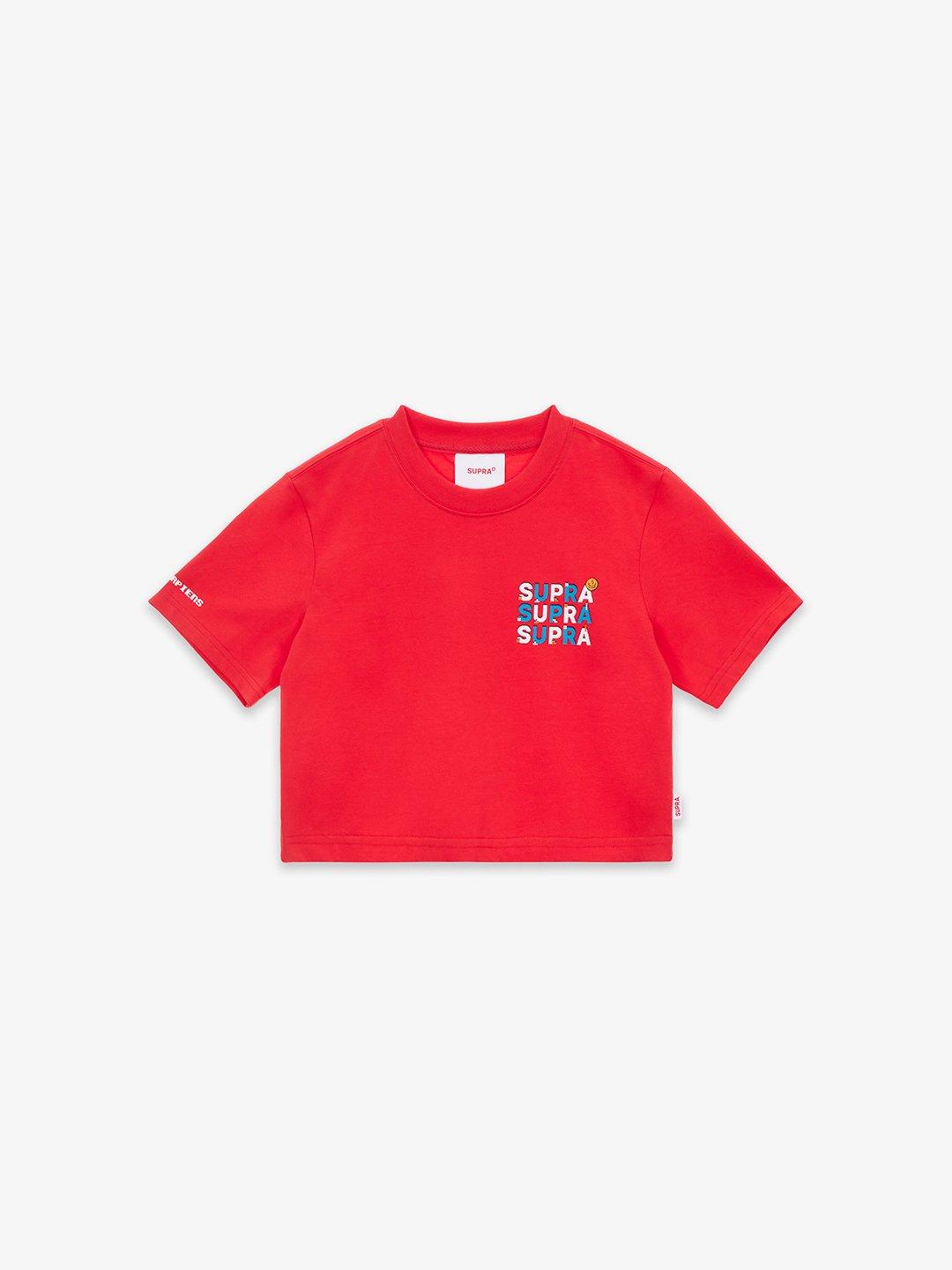 SUPRA PIXEL LOGO CROP T-SHIRT RED