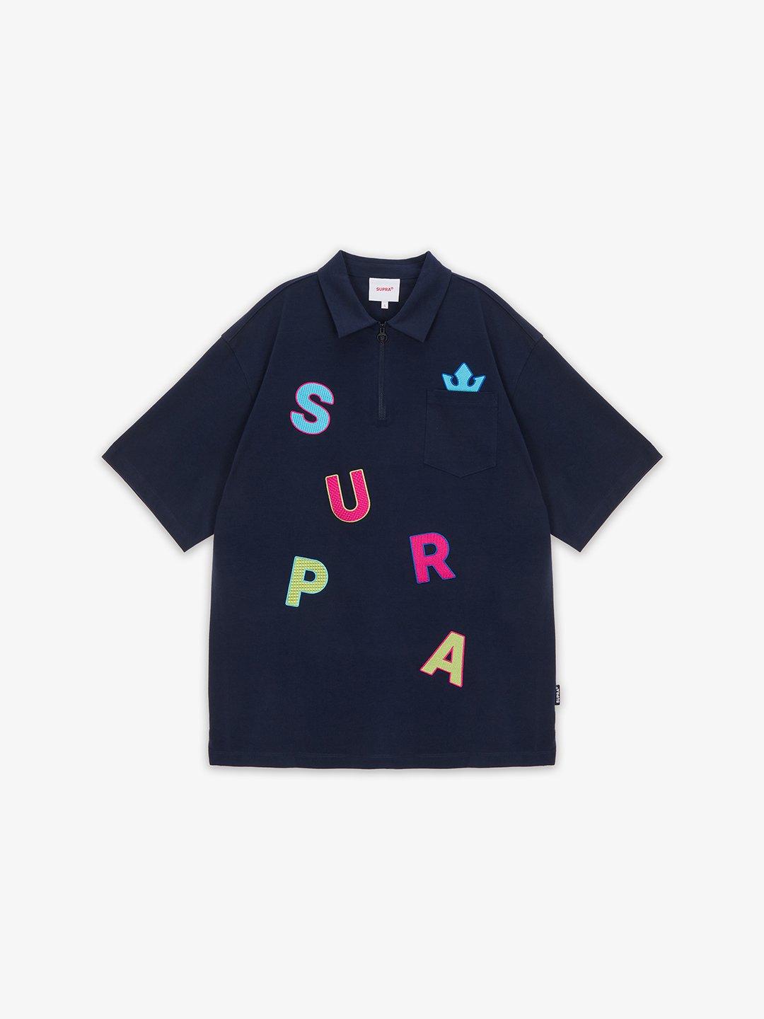 SUPRA SPELL MONOGRAM PIQUE SHIRT NAVY