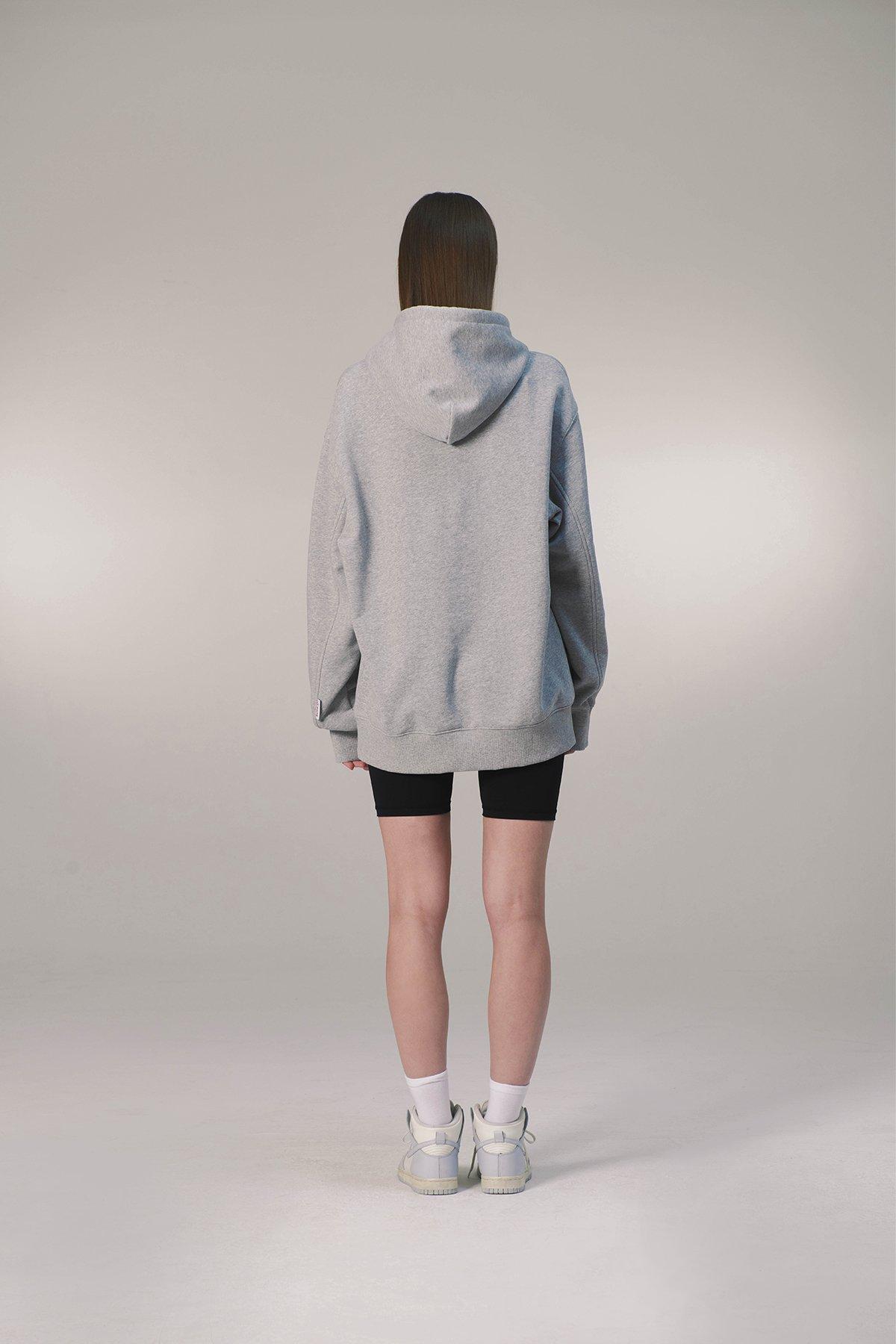 크라운 오버핏 벨벳 로고 후드티