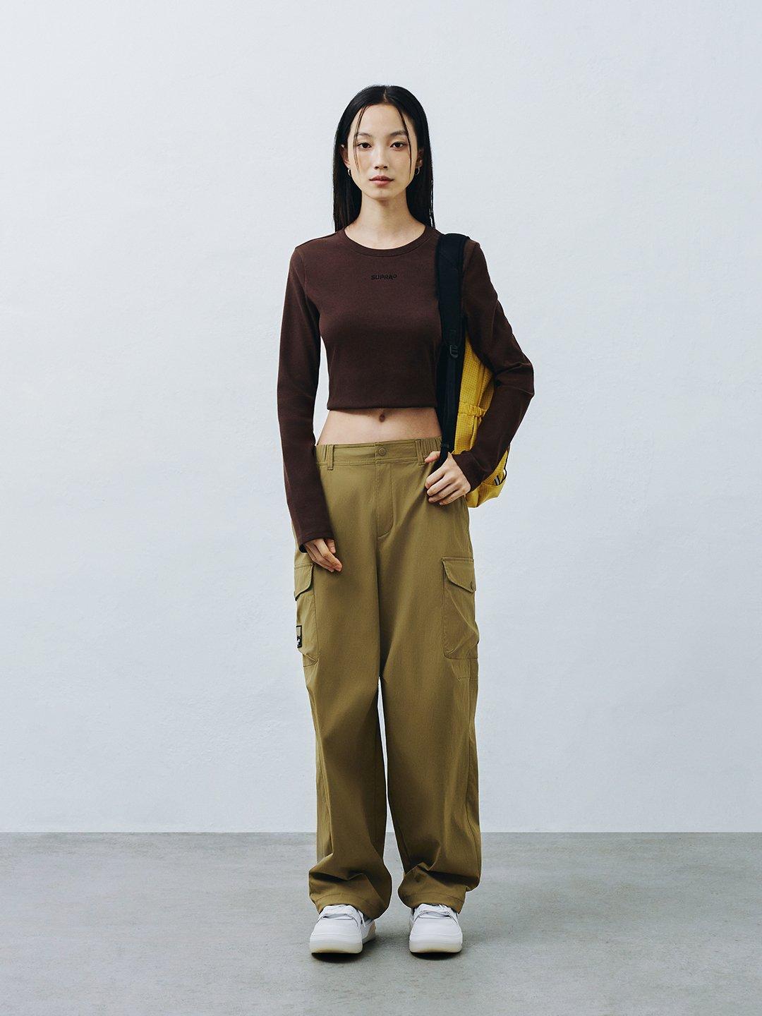 여성 스몰 로고 슬림핏 긴팔 티셔츠