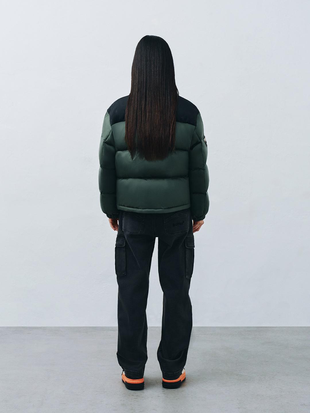 자가드 배색 숏 다운 자켓
