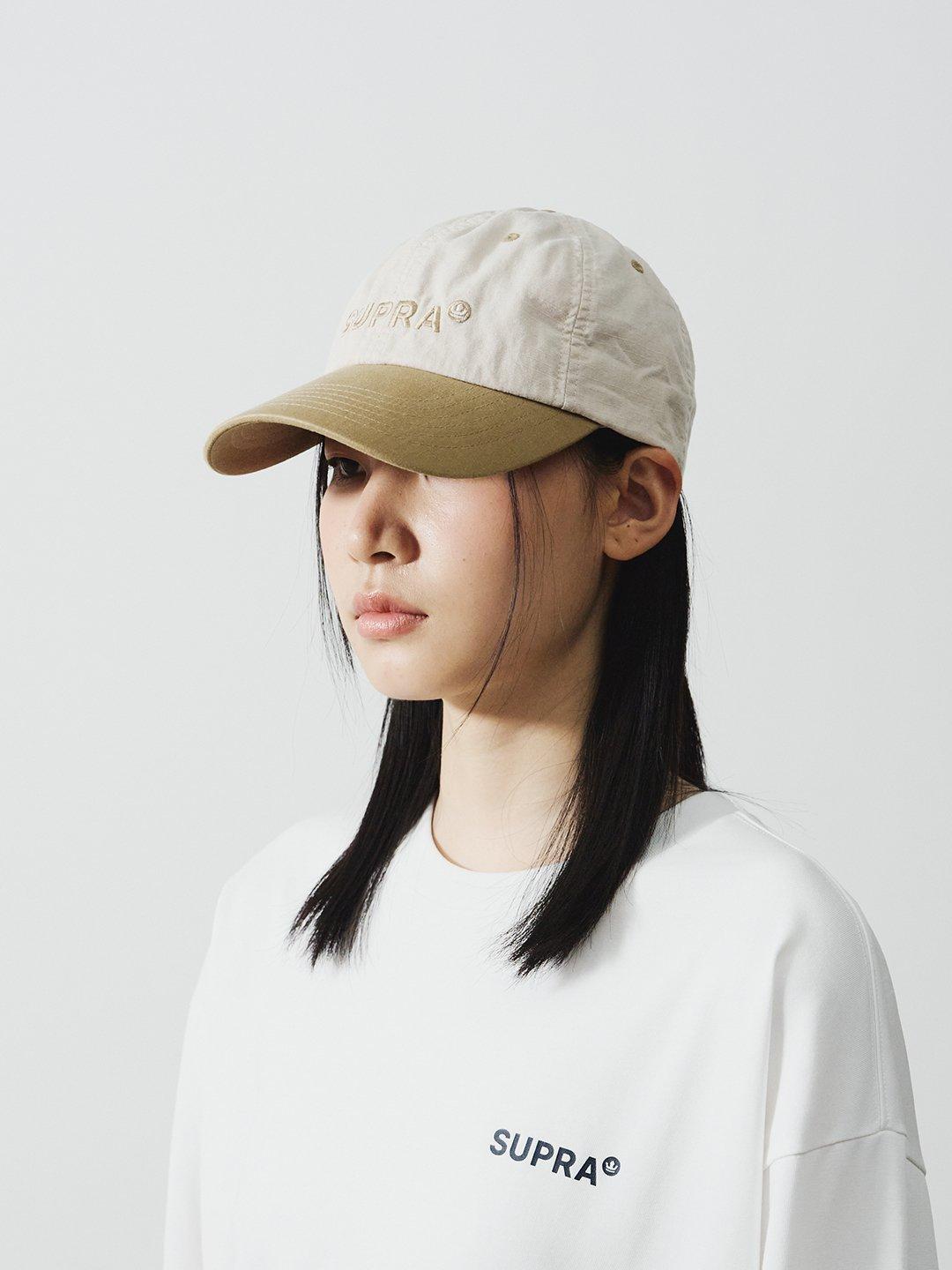 크라운 로고 포인트 컬러블록 언스트럭처캡