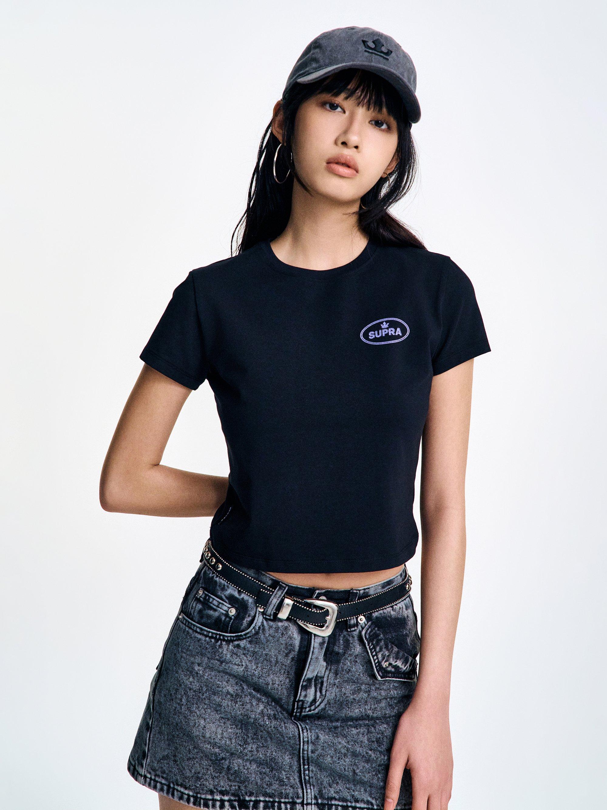 여성 서클 크라운 그래픽 반팔 티셔츠