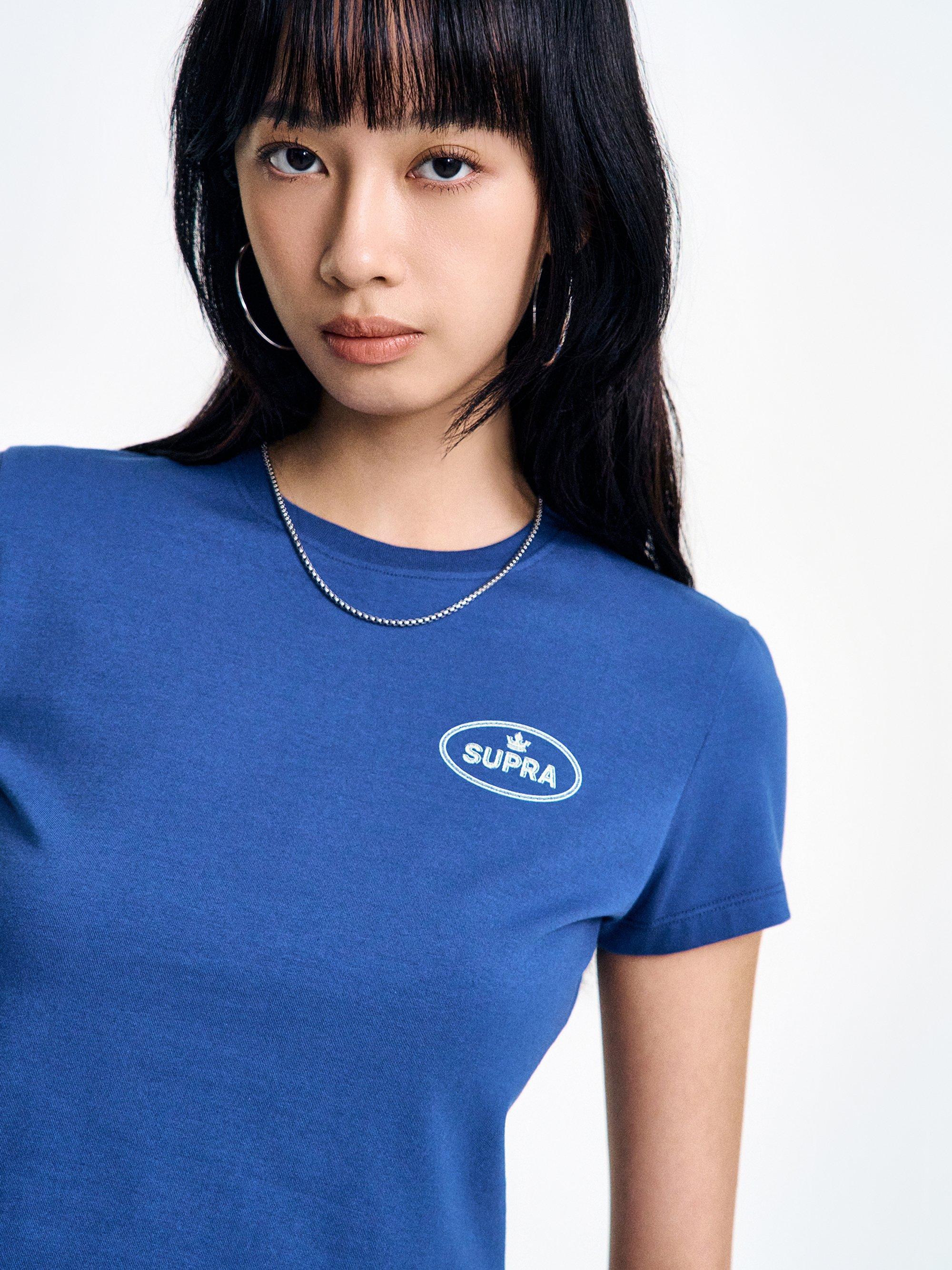 여성 서클 크라운 그래픽 반팔 티셔츠
